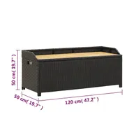 Patio Storage Bench 47.2" Poly Rattan