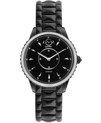 GV2 by Gevril Women's Swiss Quartz Siena Black Stainless Steel Watch 38mm