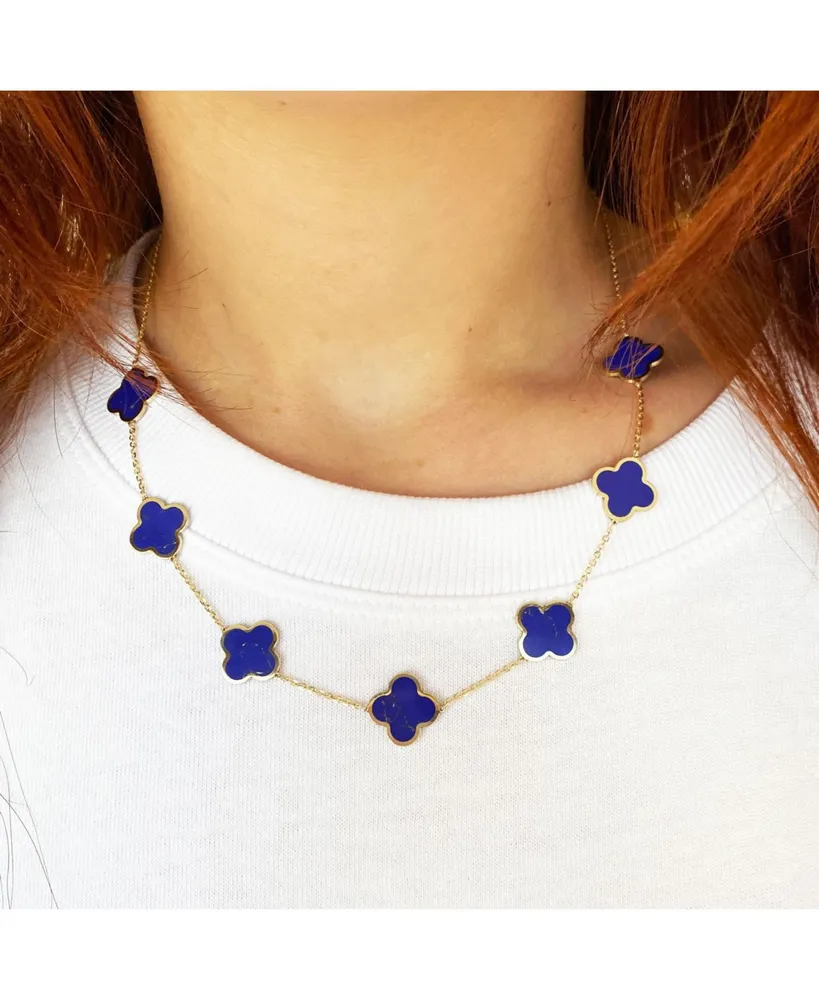 The Lovery Large Lapis Clover Necklace