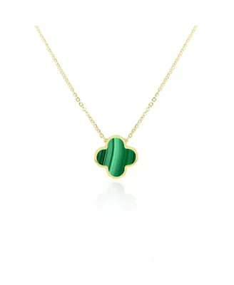 The Lovery Extra Large Malachite Single Clover Necklace