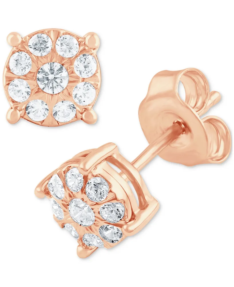 Diamond Cluster Stud Earrings (1/4 ct. t.w.) in 14k Rose Gold