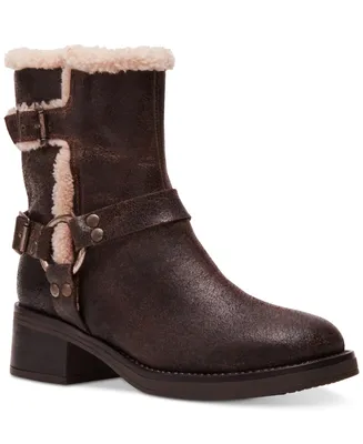 Steve Madden Women's Brixton Cozy Buckled Moto Booties