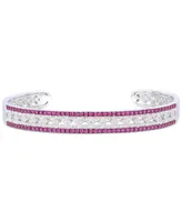 Sapphire (1-3/4 ct. t.w.) & Diamond (1/10 Bangle Bracelet Sterling Silver (Also Available Ruby Emerald)