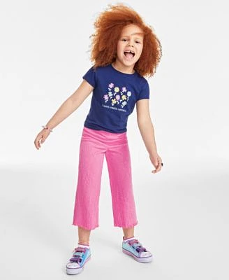 Epic Threads Little Girls Happy Flowers Graphic T Shirt Textured Wide Leg Pants Created For Macys