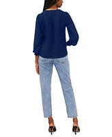 Sam & Jess Petite V-Neck Smocked-Shoulder Blouse