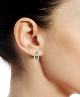 Emerald (1-1/5 ct. t.w.) and Diamond (1/4 Drop Earrings 14k Yellow Gold (Also Available Ruby)