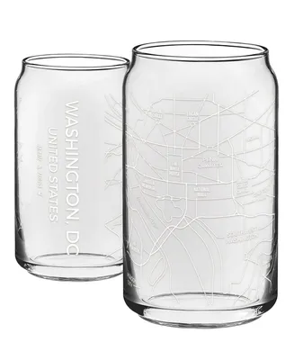 Narbo The Can Washington Dc Map 16 oz Everyday Glassware, Set of 2