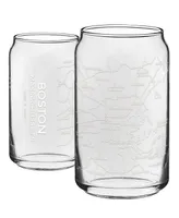 Narbo The Can Boston Map 16 oz Everyday Glassware, Set of 2