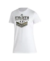 Women's adidas White Miami Hurricanes Military-Inspired Appreciation Aeroready T-shirt