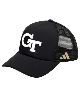 Men's adidas Black Georgia Tech Yellow Jackets Ghost Stories Trucker Adjustable Hat