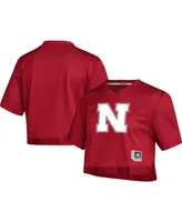 Women's adidas Red Nebraska Huskers V-Neck Cropped Jersey