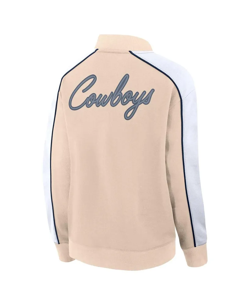 Women's Fanatics Tan Dallas Cowboys Lounge Full-Snap Varsity Jacket