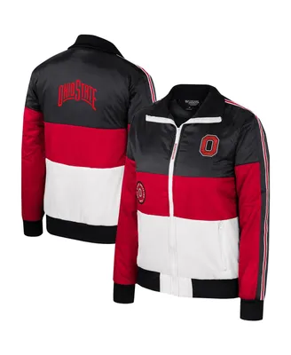 Women's The Wild Collective Scarlet Ohio State Buckeyes Color-Block Puffer Full-Zip Jacket