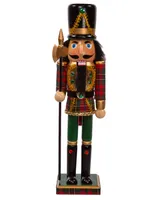 Kurt Adler 15" Wooden Plaid Soldier Nutcracker