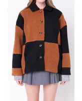 Women's Oversize Teddy Check Jacket