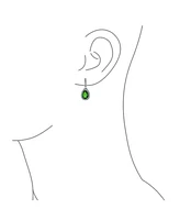 Bling Jewelry 7CT Style Halo Green Cubic Zirconia Cz Fashion Dangling Drop Teardrop Earrings For Women smaid Rhodium Plated