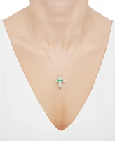 Emerald (5/8 ct. t.w.) & Diamond (1/5 Cross 18" Pendant Necklace 14k Gold (Also Ruby Sapphire)