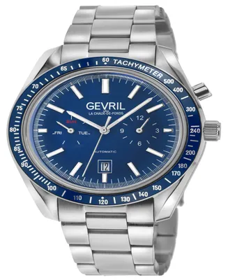 Gevril Men's Lenox Silver-Tone Stainless Steel Watch 44mm