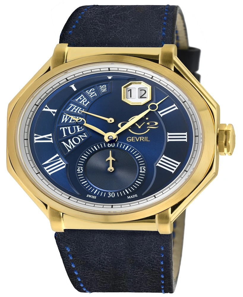 GV2 by Gevril Men's Marchese Leather Watch 44mm