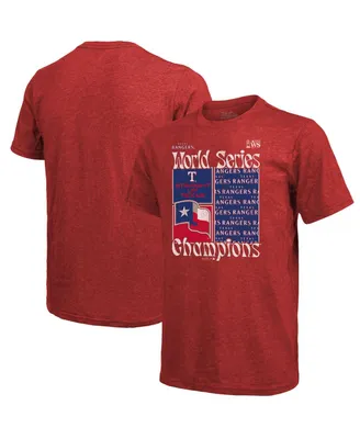 Men's Majestic Threads Red Texas Rangers 2023 World Series Champions Square Logo T-shirt