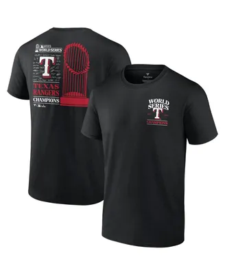Big Boys Fanatics Black Texas Rangers 2023 World Series Champions Signature Roster T-shirt