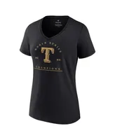 Women's Fanatics Adolis Garcia Black Texas Rangers 2023 World Series Champions Plus Name and Number V-Neck T-shirt