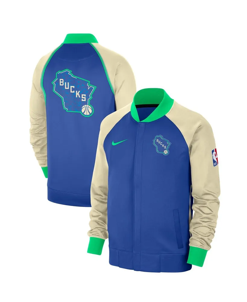 Men's Nike Royal Milwaukee Bucks 2023/24 City Edition Authentic Showtime Performance Raglan Full-Zip Jacket