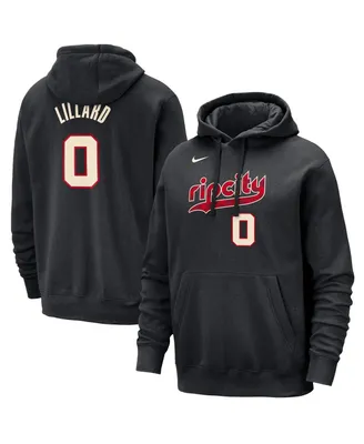 Men's Nike Damian Lillard Black Portland Trail Blazers 2023/24 City Edition Name and Number Pullover Hoodie