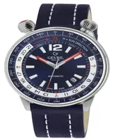 Gevril Men's Wallabout Navy Blue Leather Watch 44mm