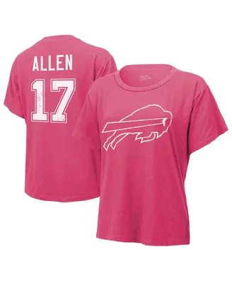Women's Majestic Threads Josh Allen Pink Distressed Buffalo Bills Name and Number T-shirt