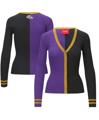 Women's Staud Purple, Black Baltimore Ravens Cargo Sweater