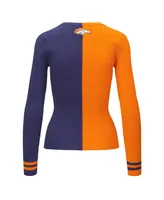 Women's Staud Orange, Navy Denver Broncos Cargo Sweater