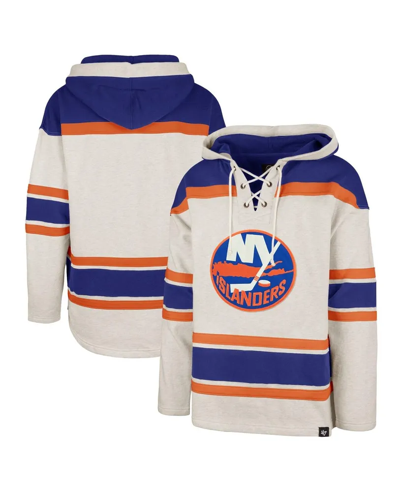 Men's '47 Brand Oatmeal New York Islanders Rockaway Lacer Pullover Hoodie