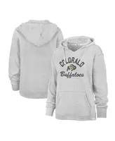 Women's '47 Brand Gray Distressed Colorado Buffaloes Wrapped Up Kennedy V-Neck Pullover Hoodie