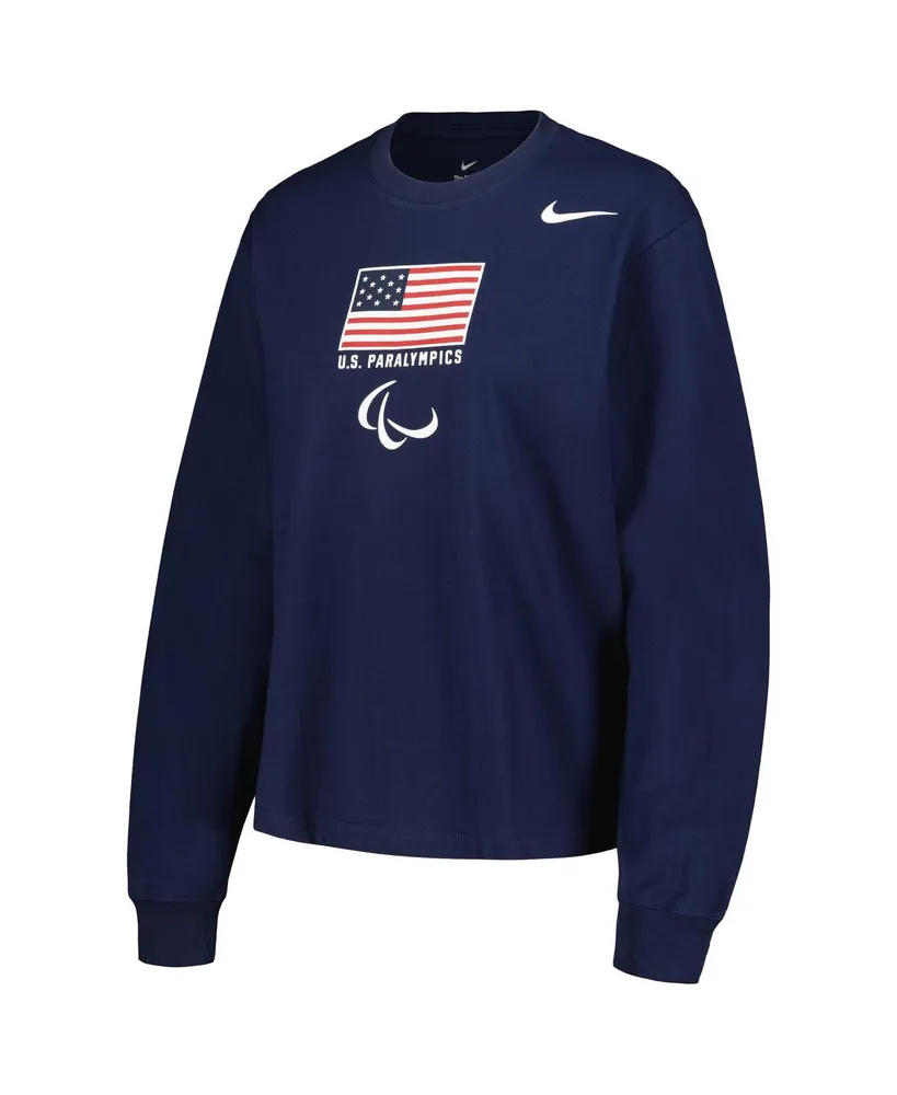 Women's Nike Navy U.s. Paralympics Long Sleeve Boxy T-shirt