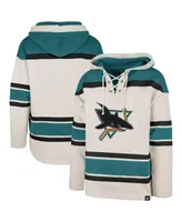 Men's '47 Brand Oatmeal San Jose Sharks Rockaway Lacer Pullover Hoodie