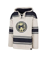 Men's '47 Brand Oatmeal Columbus Blue Jackets Rockaway Lace-Up Pullover Hoodie