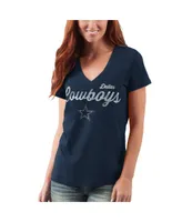 Women's G-iii 4Her by Carl Banks Navy Distressed Dallas Cowboys Post Season V-Neck T-shirt