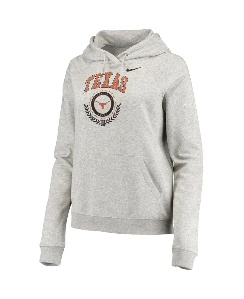 Women's Nike Heathered Gray Texas Longhorns Varsity Fleece Tri-Blend Raglan Pullover Hoodie