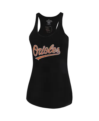 Women's Soft As A Grape Black Baltimore Orioles Plus Swing for the Fences Racerback Tank Top