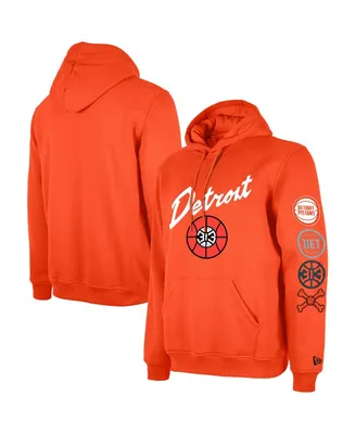 Men's New Era Orange Detroit Pistons Big and Tall 2023/24 City Edition Jersey Pullover Hoodie