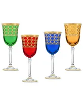 Lorren Home Trends Multicolor Wine Goblet with Gold-Tone Rings