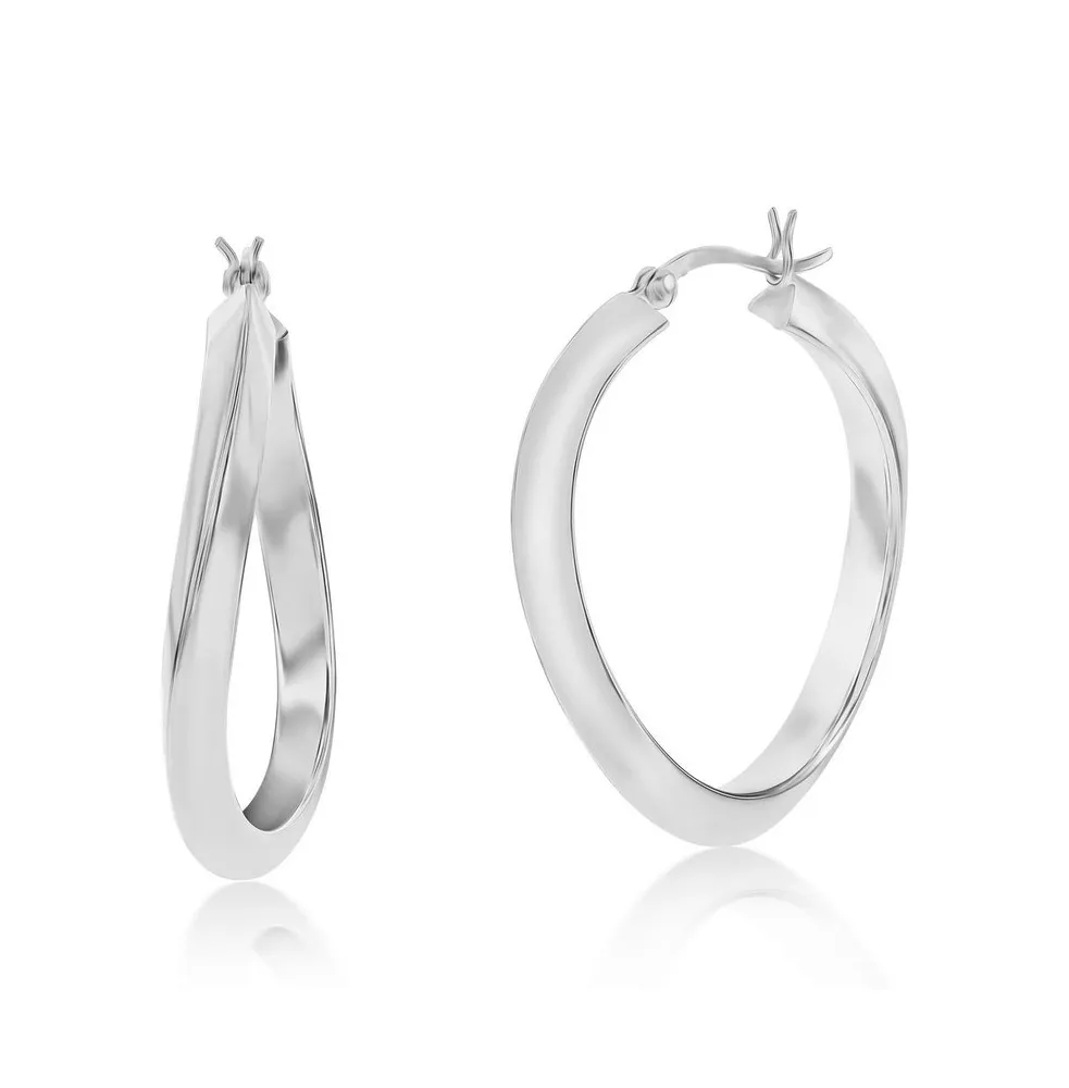 Sterling Silver or Gold Plated over Sterling Silver 36mm Twist Hoop Earrings