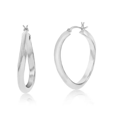 Sterling Silver or Gold Plated over Sterling Silver 36mm Twist Hoop Earrings