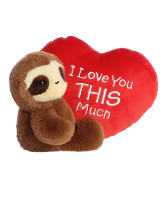 Aurora Small I Love You This Much Sloth Valentine Heartwarming Plush Toy Brown 9"