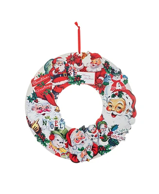 18" Wooden Wreath Vintage-Like Santa Claus