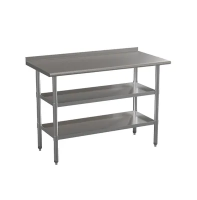 Nsf Certified Stainless Steel 18 Gauge Work Table With 1.5" Backsplash And 2 Undershelves