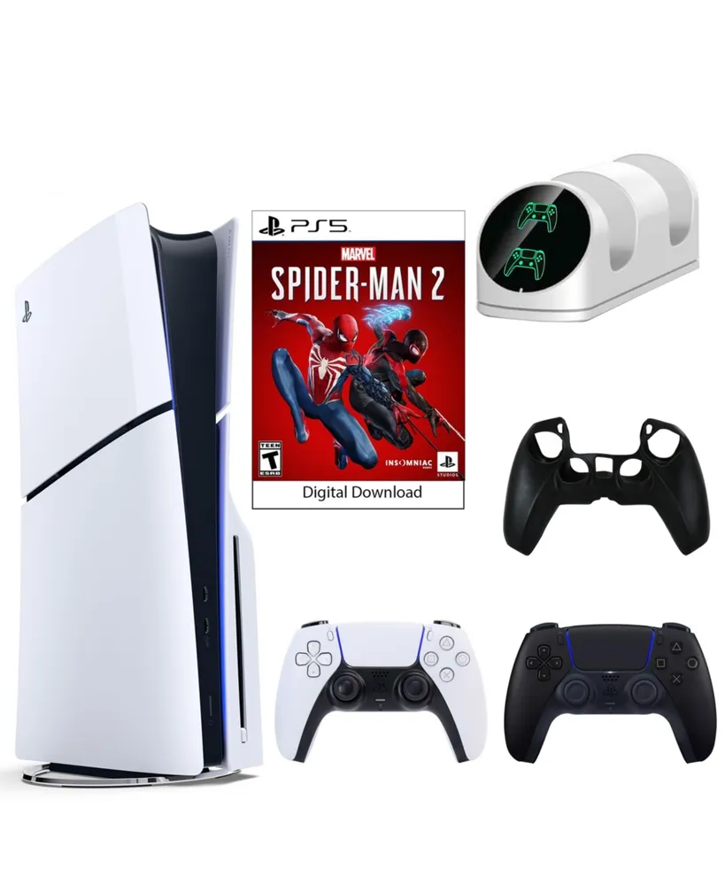 PS5 SpiderMan 2 Console with Dualsense Controller, Dual Charging Dock and Silicone Sleeve