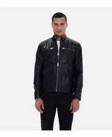 Furniq Uk Men's Black Leather Jacket, Cracked