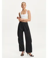Women's Pleated Satin Loose Fit Pants